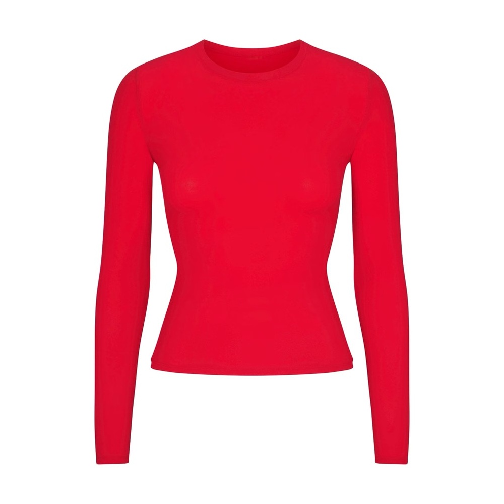 NWT SKIMS Fits Everybody Long Sleeve T-Shirt in CHERRY sz S - RARE